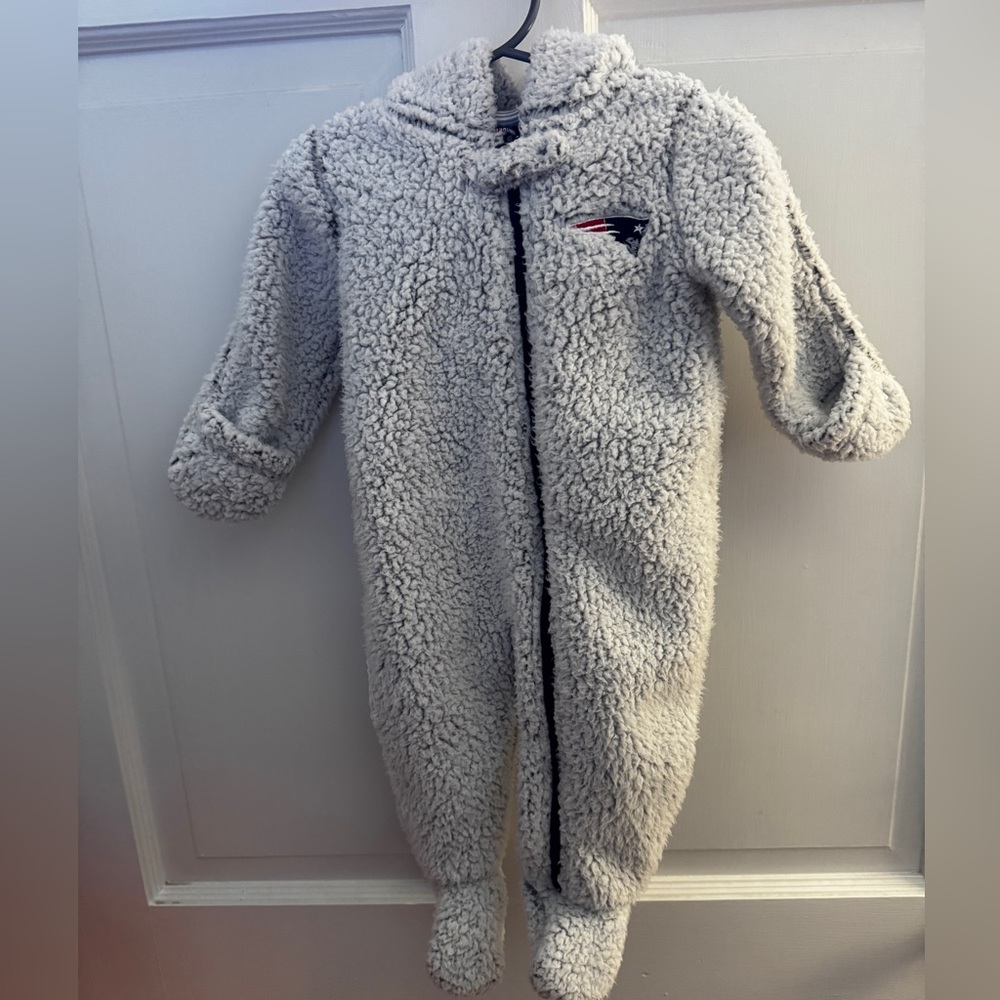 Cozy Gray Patriots Sherpa Baby Onesie